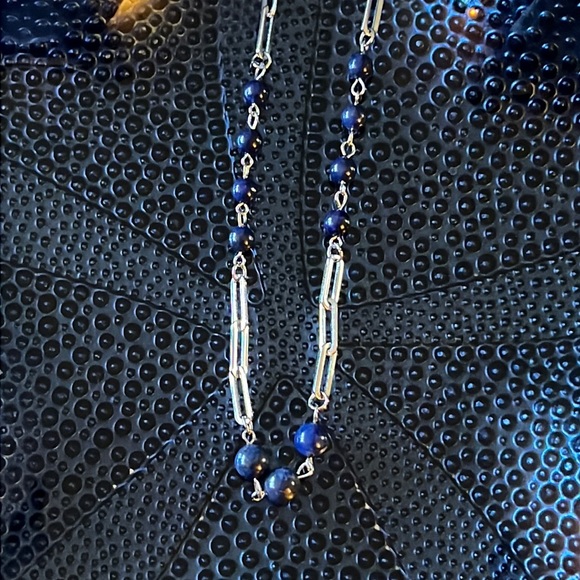 Lapis Lazuli Paper Clip Necklace - Picture 6 of 7